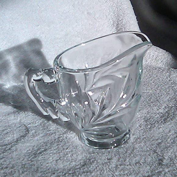 Vintage Creamer Sugar Bowl Etched Leaf Pattern - Picture 3 of 7
